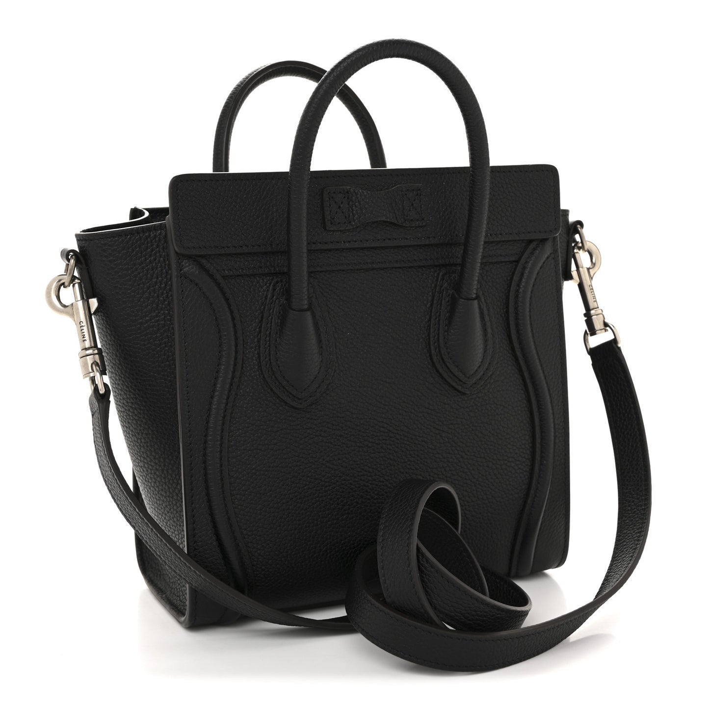 Drummed Calfskin Nano Luggage Black