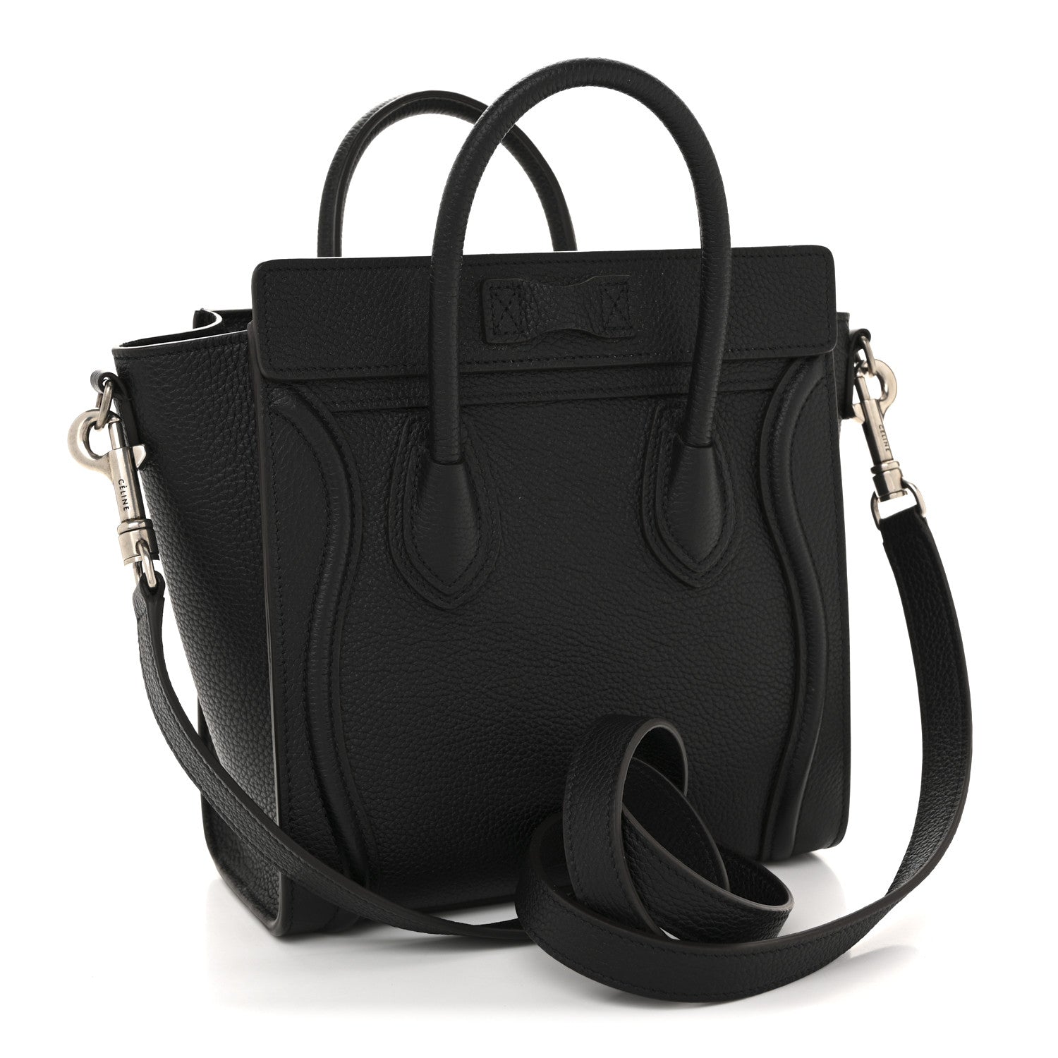 Celine Drummed Calfskin Nano Luggage Black 3 of 12