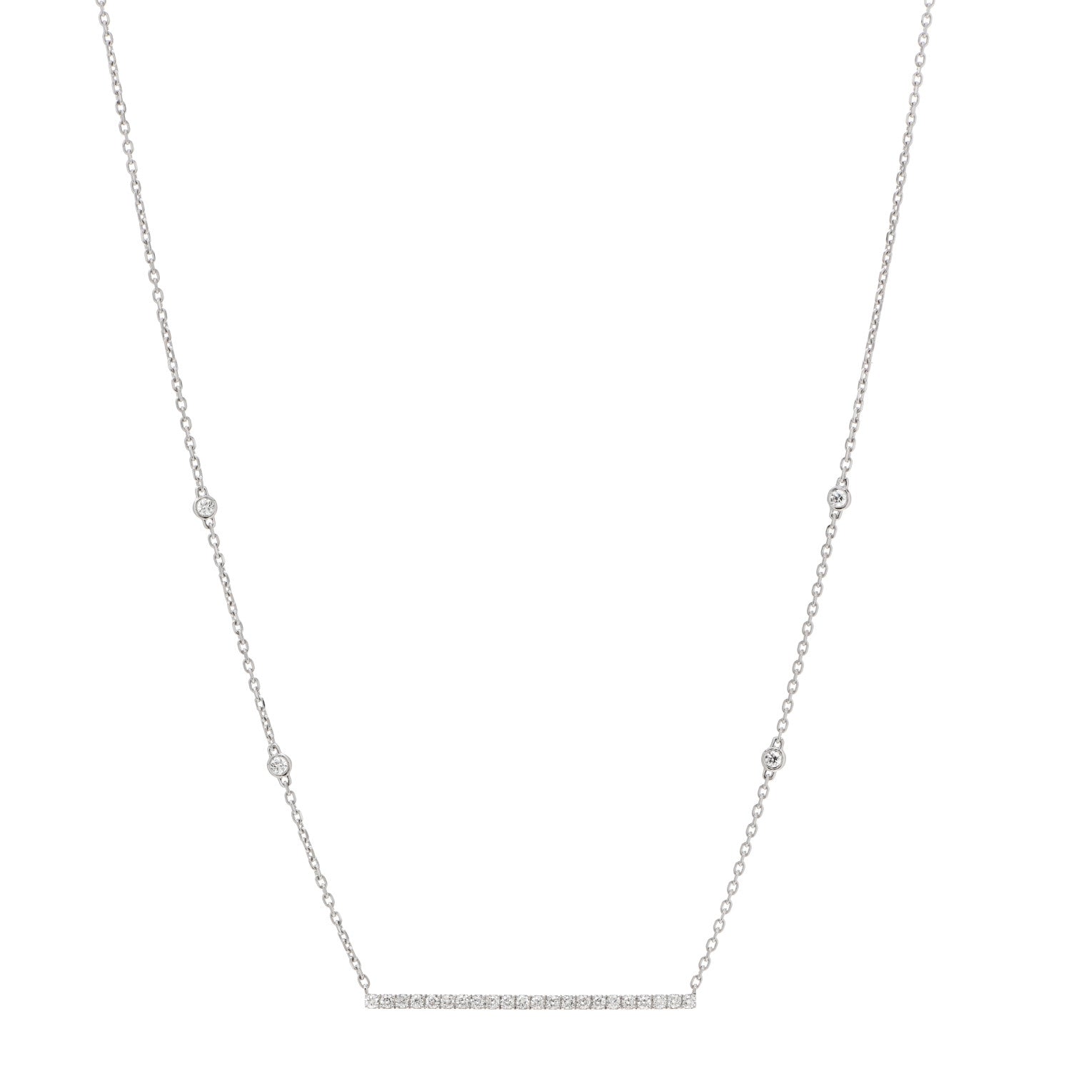 Messika 18K White Gold Diamond Gatsby Horizontal Bar Necklace 1 of 5