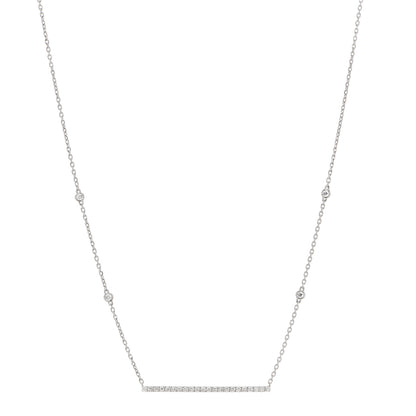 Messika 18K White Gold Diamond Gatsby Horizontal Bar Necklace 1 of 5