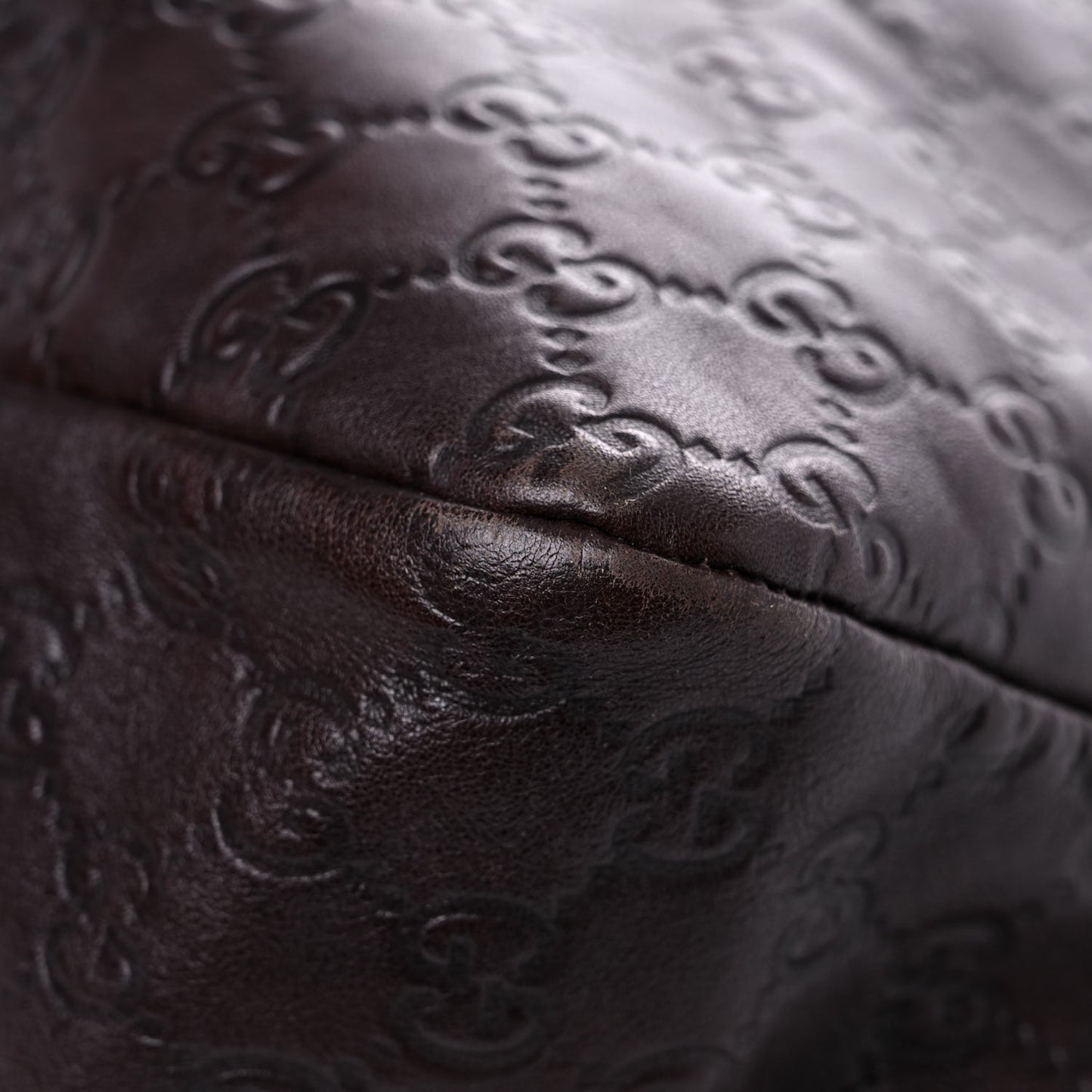 Guccissima Large Horsebit Chain Hobo Dark Brown