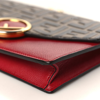 Fendi Vitello Cruise F is Fendi FF 1974 Embossed Medium Envelope Wallet On Chain Fragola Maya Black 9 of 11