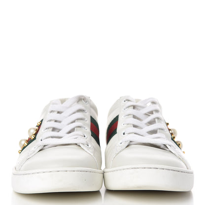 Gucci Calfskin Web Pearl Studded Womens Ace Sneakers 36.5 White 2 of 11