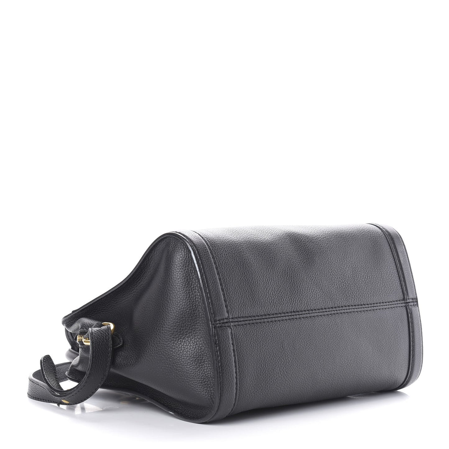 Pebbled Calfskin Small Skull Padlock Zip Around Tote Black