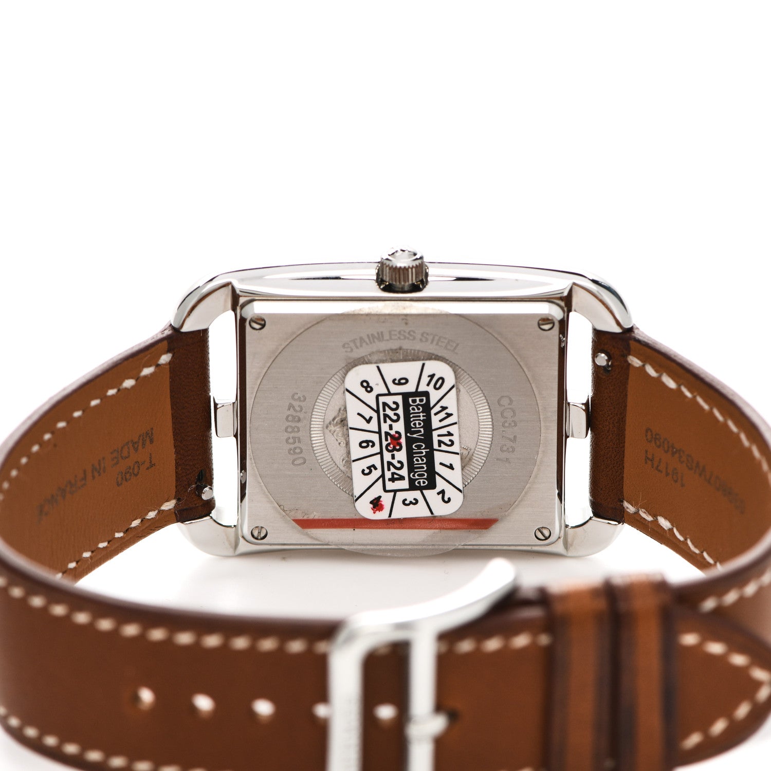 Hermes Stainless Steel Barenia Diamond Bezel Mother of Pearl 29mm Cape Cod Quartz Watch Fauve 4 of 5