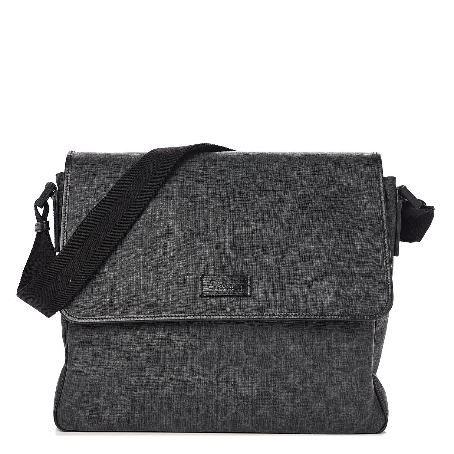Gucci GG Plus Monogram Medium Flap Messenger Bag Black 1 of 12