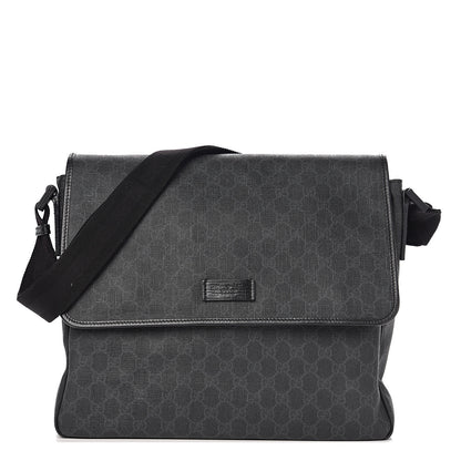 Gucci GG Plus Monogram Medium Flap Messenger Bag Black 1 of 12