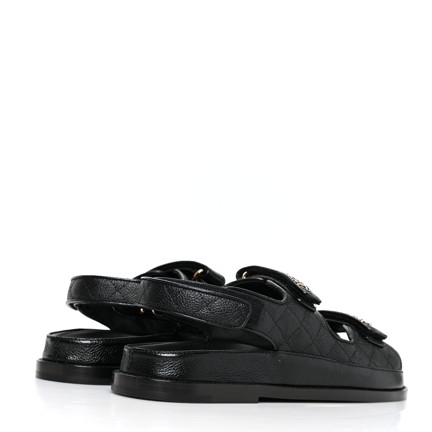 Chanel Grained Calfskin Velcro Dad Sandals 40 Black 4 of 8
