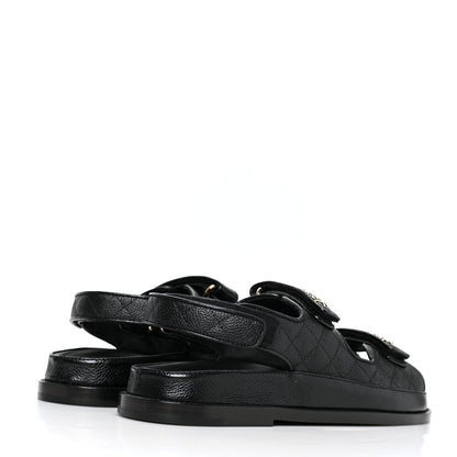 Chanel Grained Calfskin Velcro Dad Sandals 40 Black 4 of 8