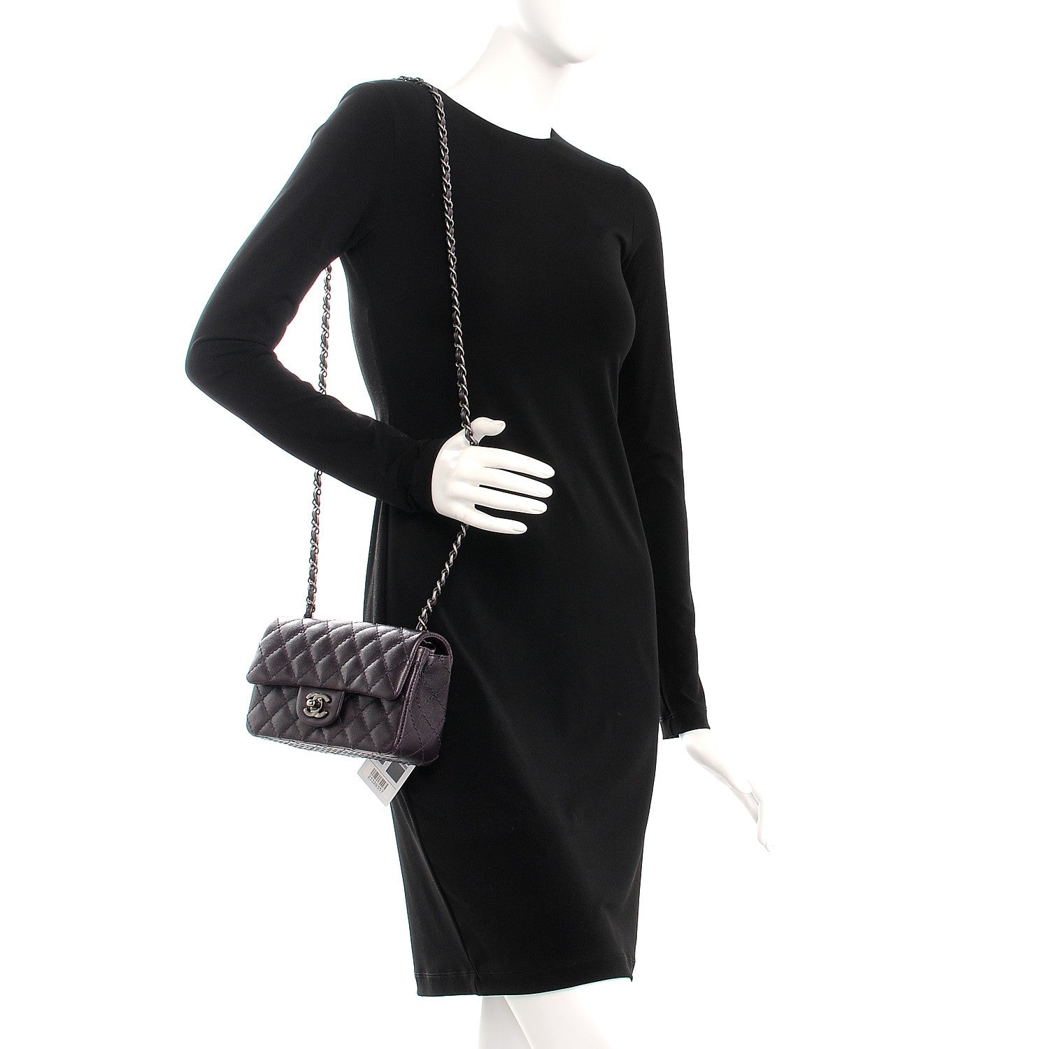 Chanel Washed Caviar Quilted Mini Rectangular Flap Dark Purple 2 of 7