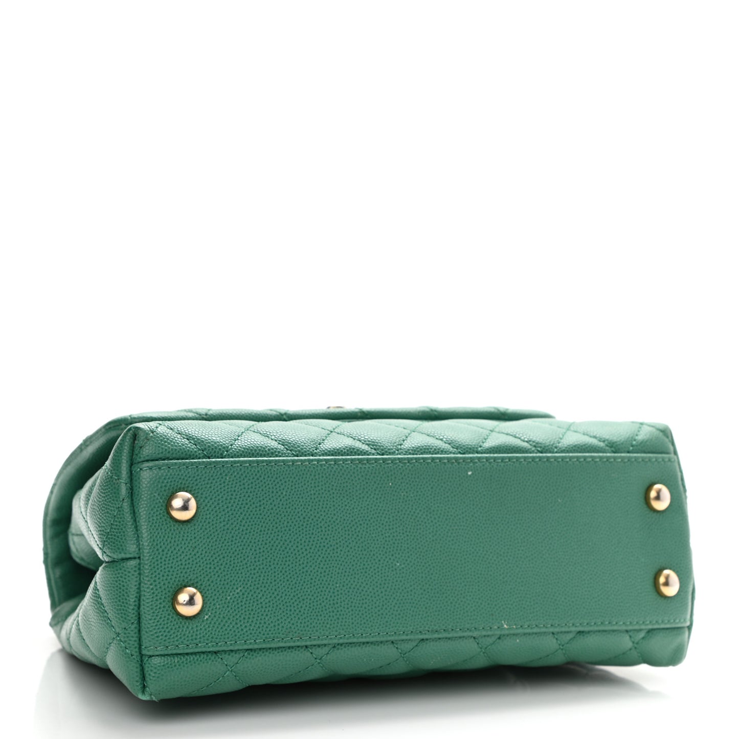 Caviar Quilted Lizard Embossed Mini Coco Handle Flap Green