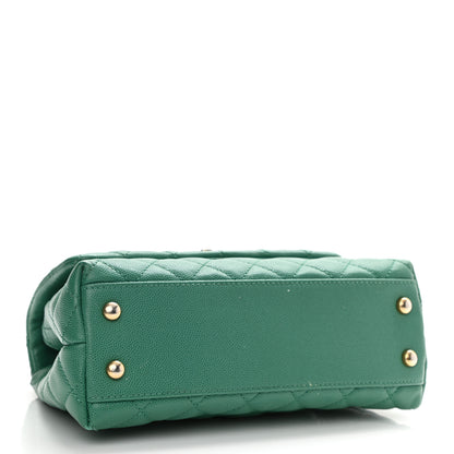 Chanel Caviar Quilted Lizard Embossed Mini Coco Handle Flap Green 4 of 13