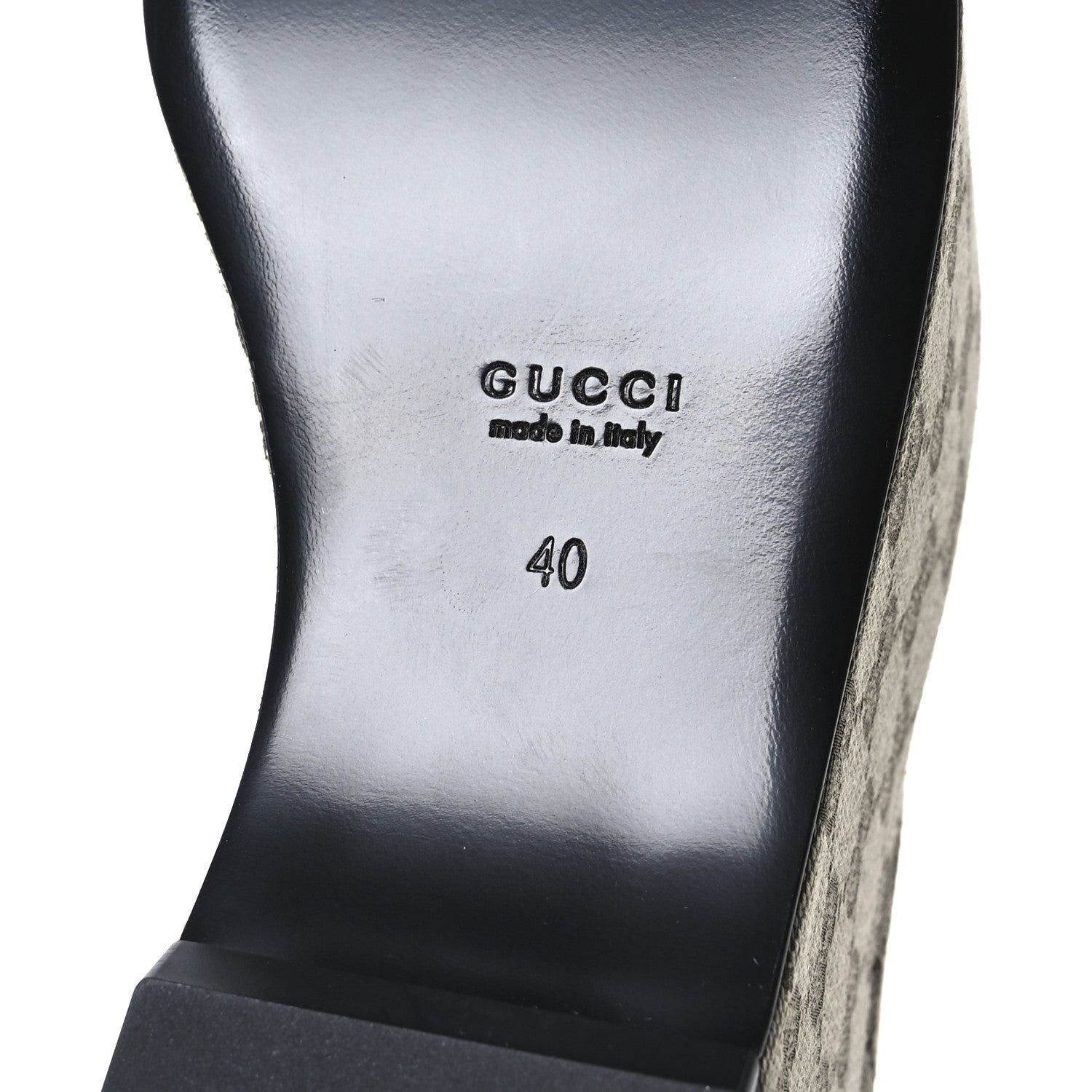 Gucci Monogram Horsebit Calfskin Womens Horsebit Wedge Platform Loafers 40 Beige Blue 7 of 9