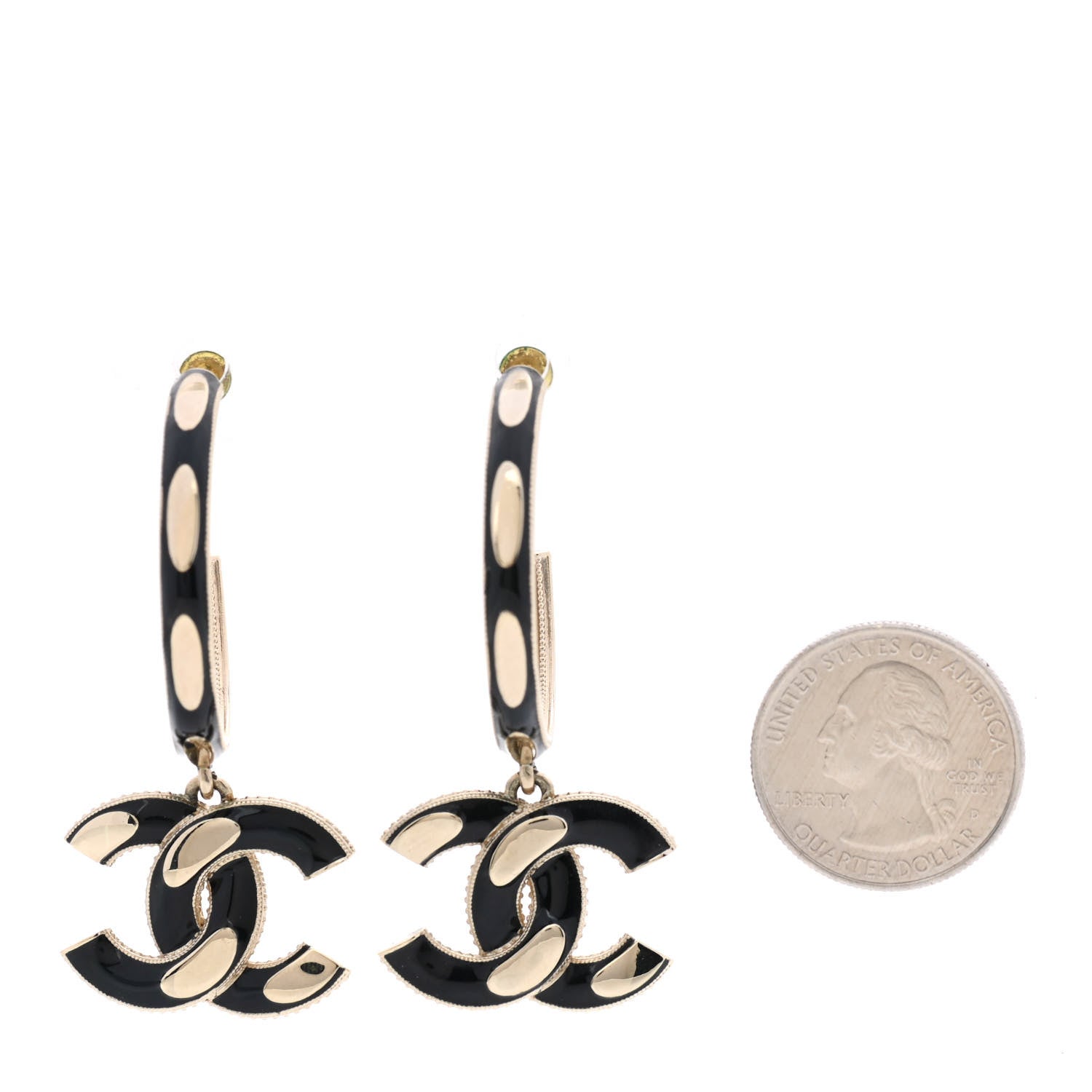 Chanel Enamel CC Drop Earrings Black Gold 2 of 4