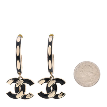 Chanel Enamel CC Drop Earrings Black Gold 2 of 4