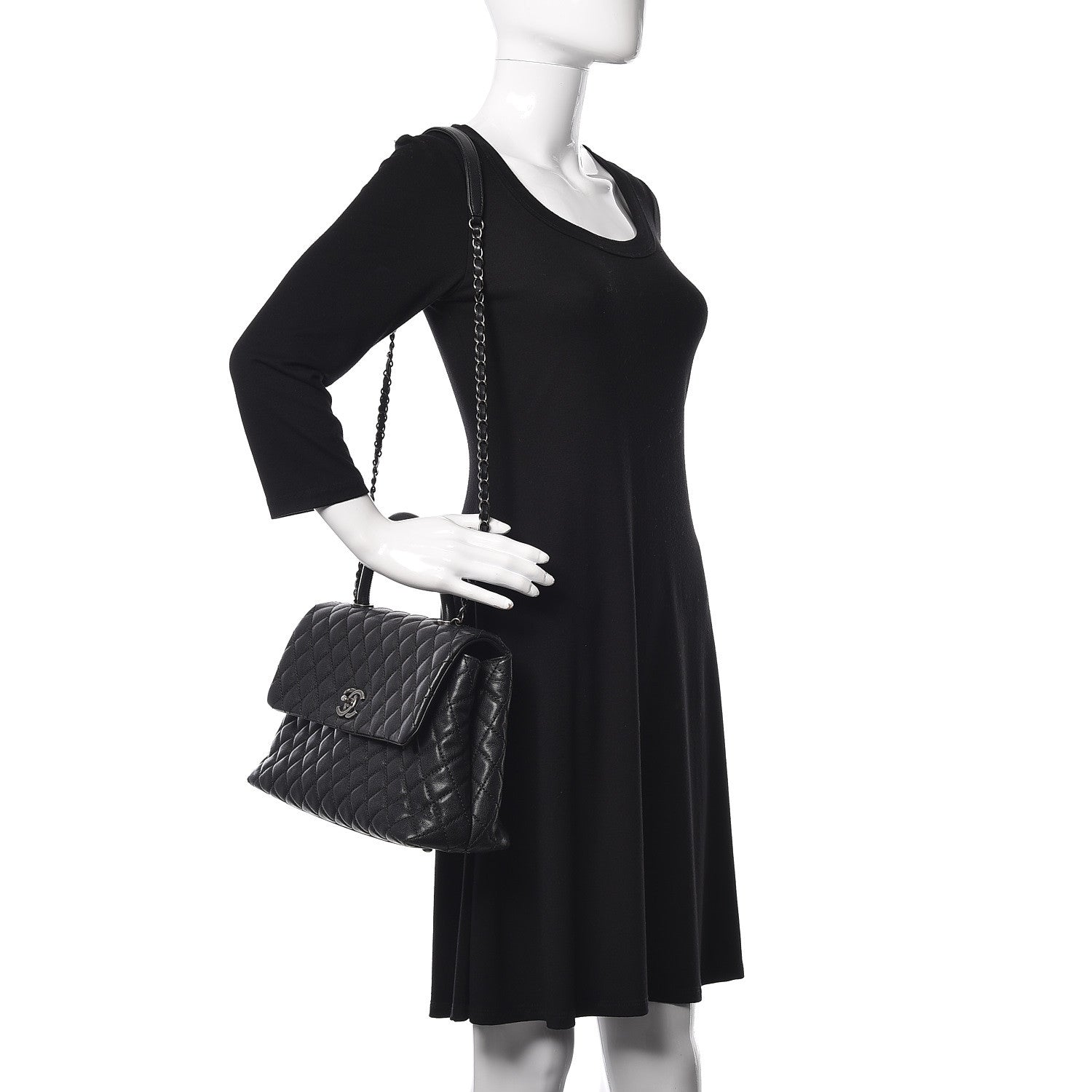 Chanel Caviar Quilted Medium Coco Handle Flap Black 2 of 12