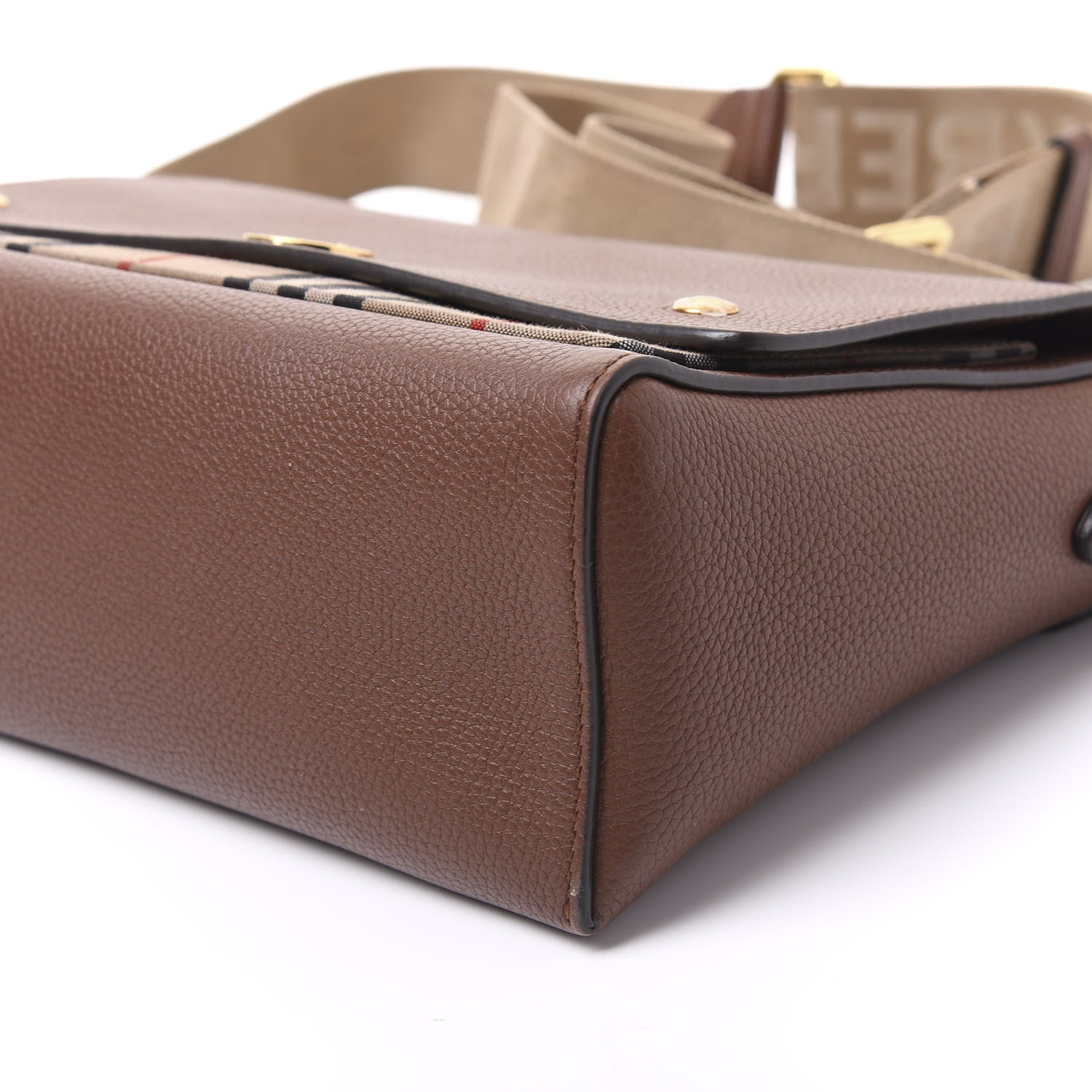Burberry Calfskin Vintage Check Note Crossbody Bag Tan 7 of 13