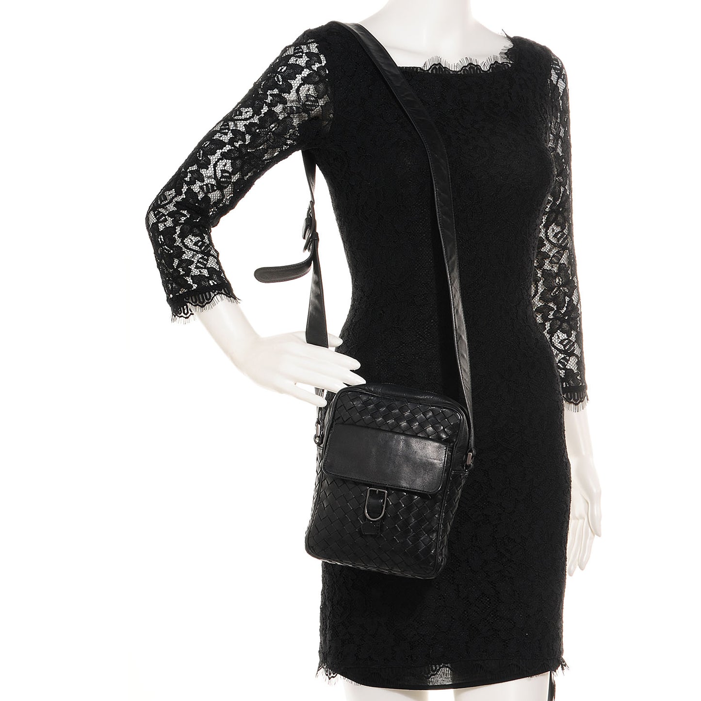 Nappa Intrecciato Messenger Bag Nero