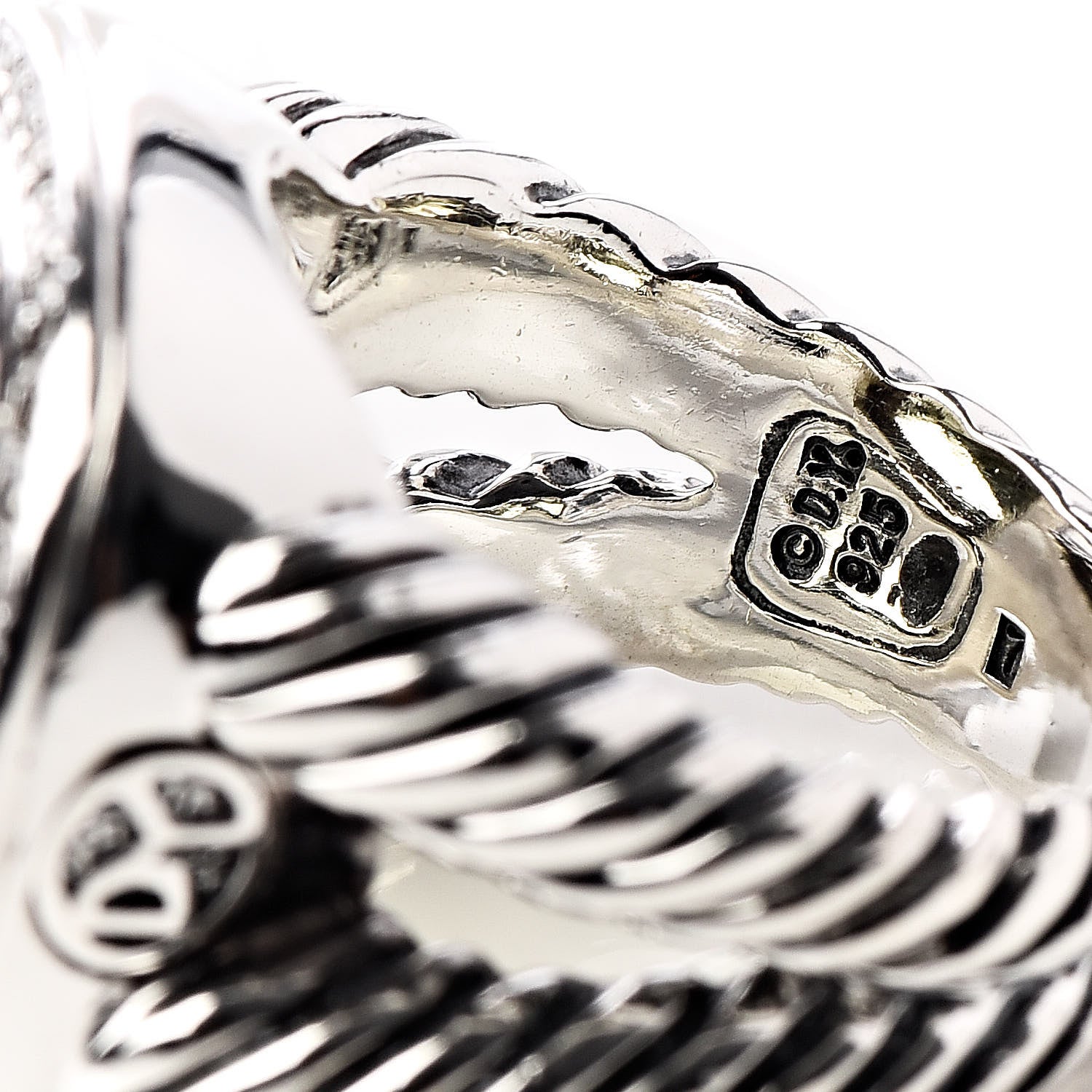 David Yurman Sterling Silver Diamond Lemon Citrine 14mm Albion Ring 54 7 5 of 5