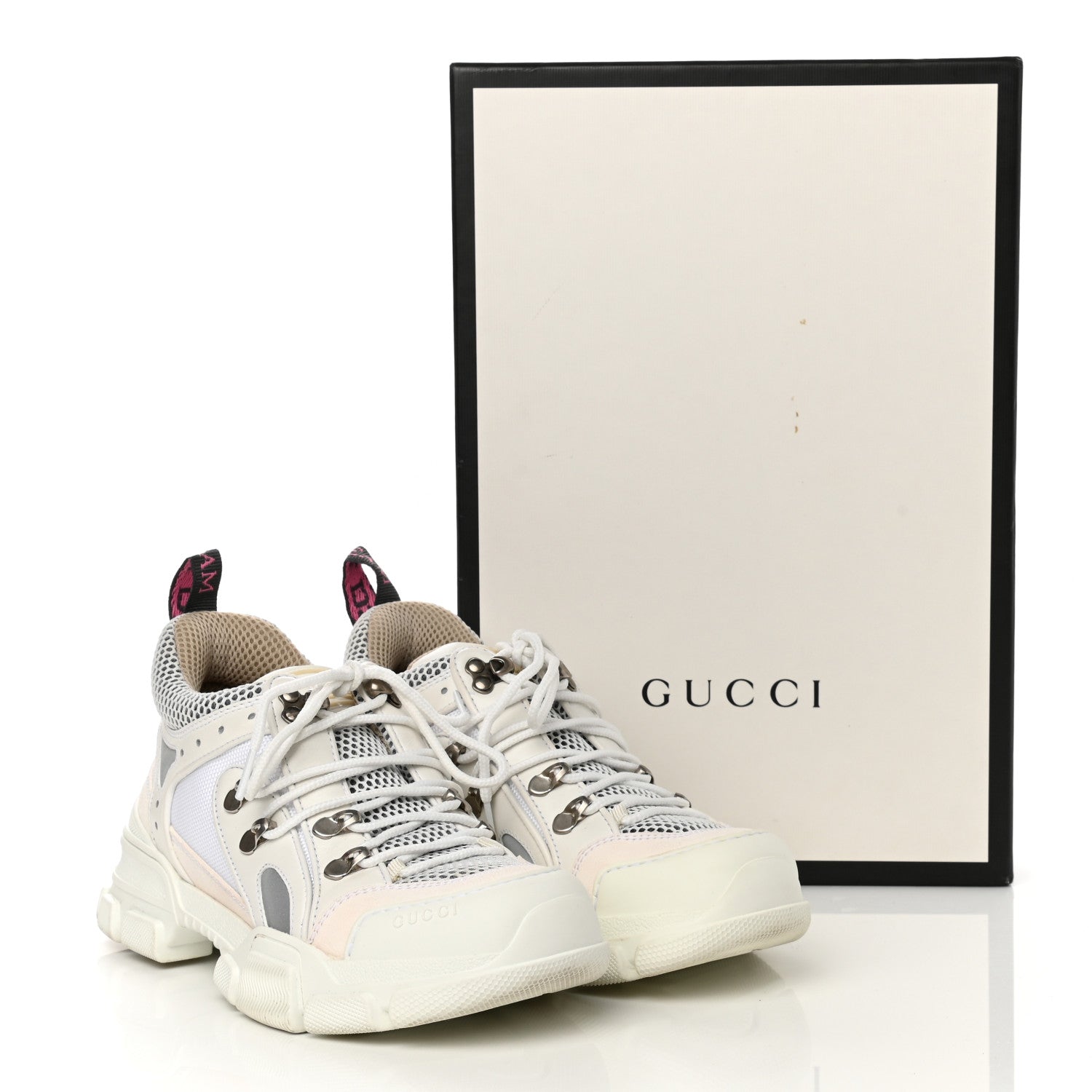 Gucci X SEGA Mesh Calfskin Suede Womens Flashtrek Sneakers 37 Great White 10 of 10