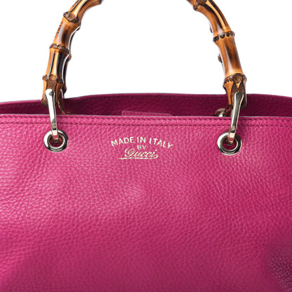 Gucci Pebbled Calfskin Medium Bamboo Shopper Tote Bright Bougainvillea 11 of 12