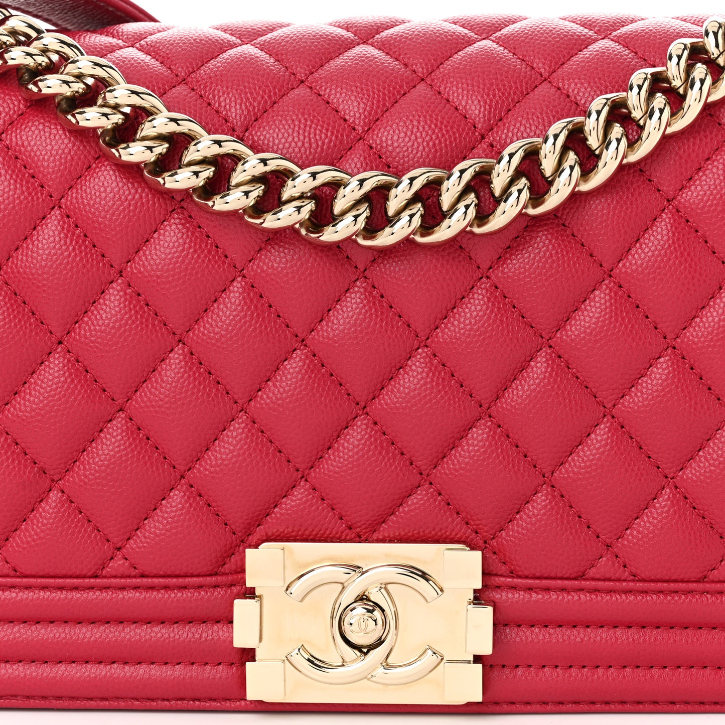 Caviar Quilted Medium Boy Flap Dark Pink