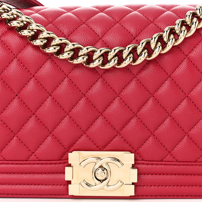 Chanel Caviar Quilted Medium Boy Flap Dark Pink 8 of 10