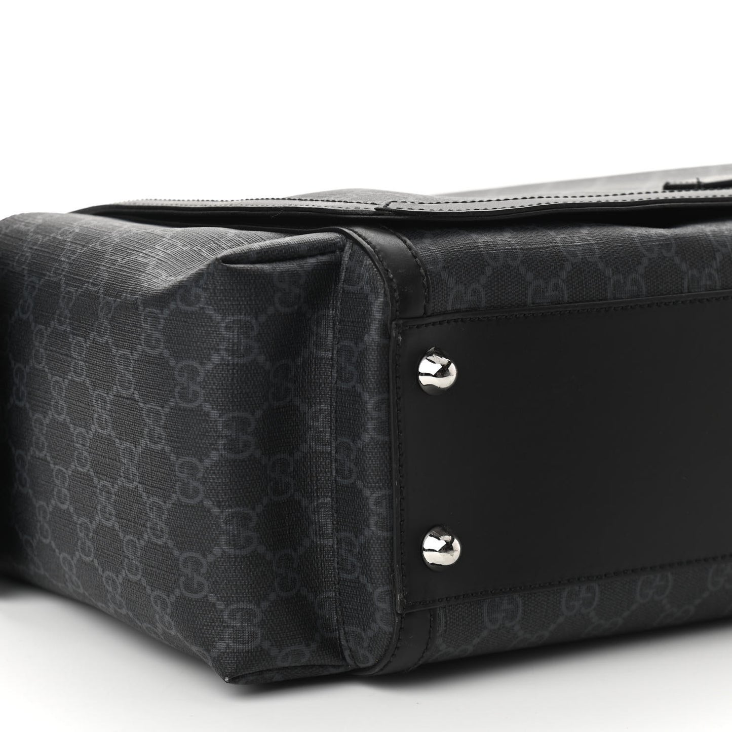 GG Supreme Monogram Web Messenger Diaper Bag Black Grey