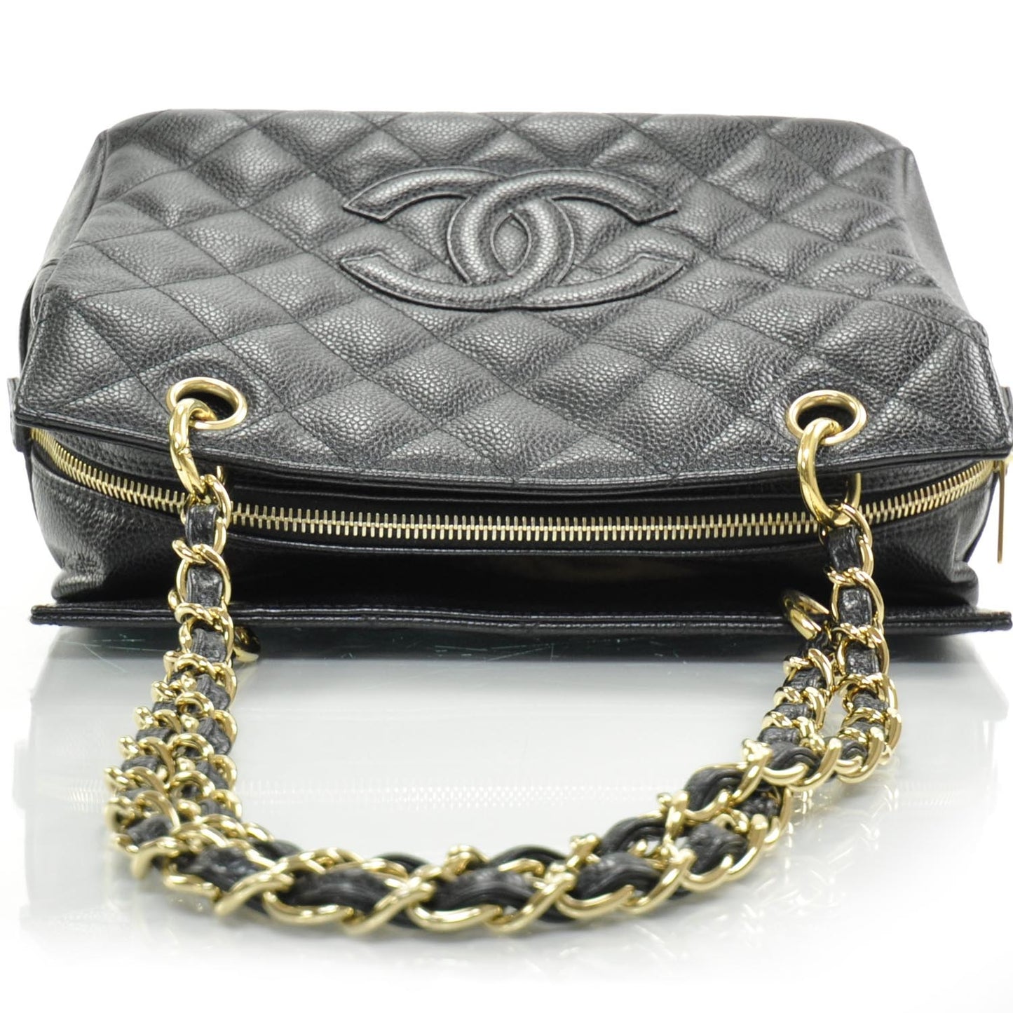 Caviar Quilted Petit Timeless Tote PTT Black