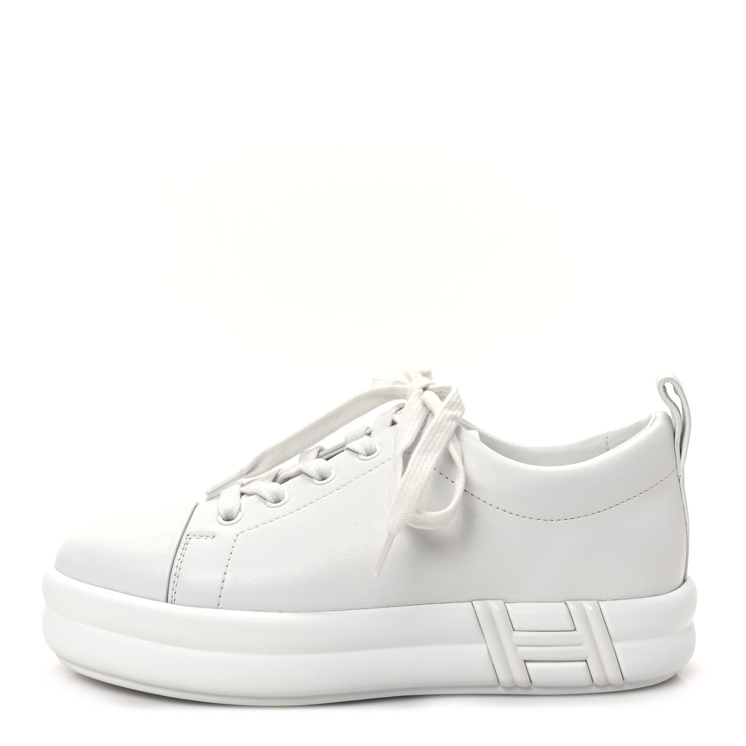 Hermes Calfskin Womens Happy Sneakers 36.5 White 1 of 9