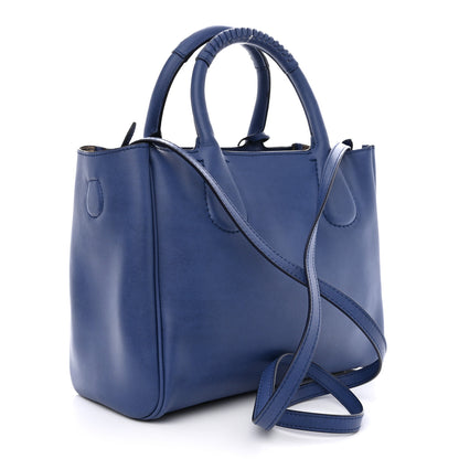 Salvatore Ferragamo Calfskin Double Handle Small Nolita Satchel Blue 3 of 10