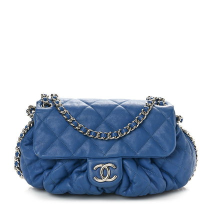 Chanel Washed Lambskin Quilted Medium Chain Around Messenger Blue 1 of 11