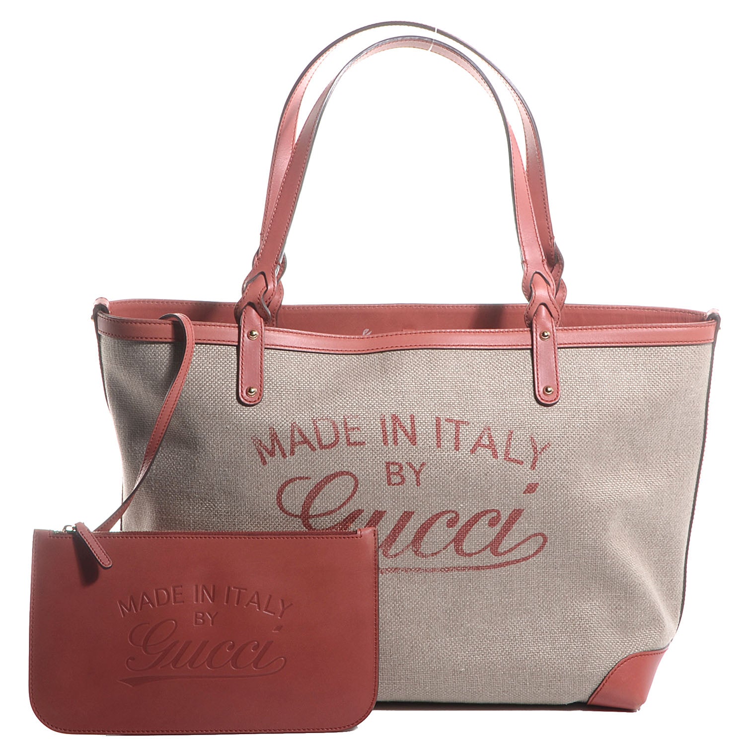 Gucci Linen Medium Craft Logo Tote Coral 1 of 10