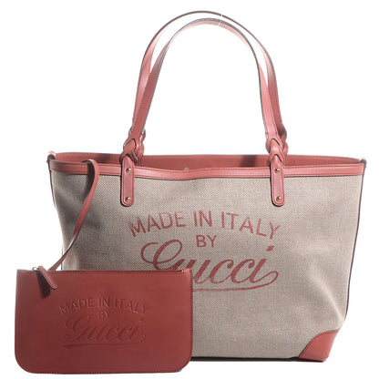 Gucci Linen Medium Craft Logo Tote Coral 1 of 10