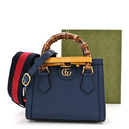 Gucci Wonka Grain Calfskin Mini Diana Tote Bag Royal Blue Yellow 13 of 13