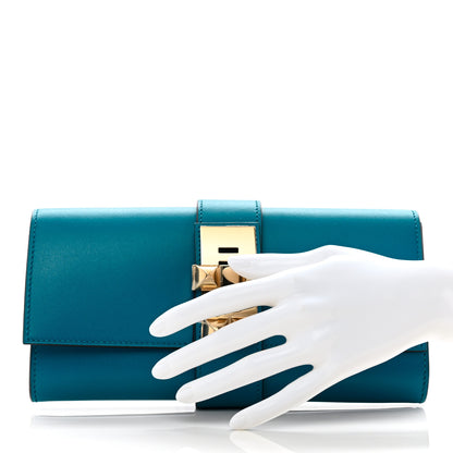 Hermes Tadelakt Medor 23 Clutch Bleu Izmir 2 of 7