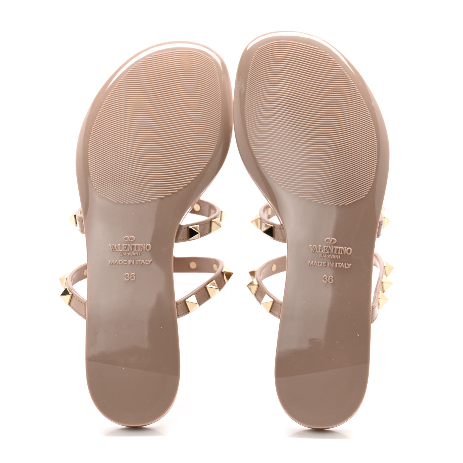 Valentino Garavani PVC Jelly Rockstud Caged Flat Thong Sandals 36 Poudre 6 of 8