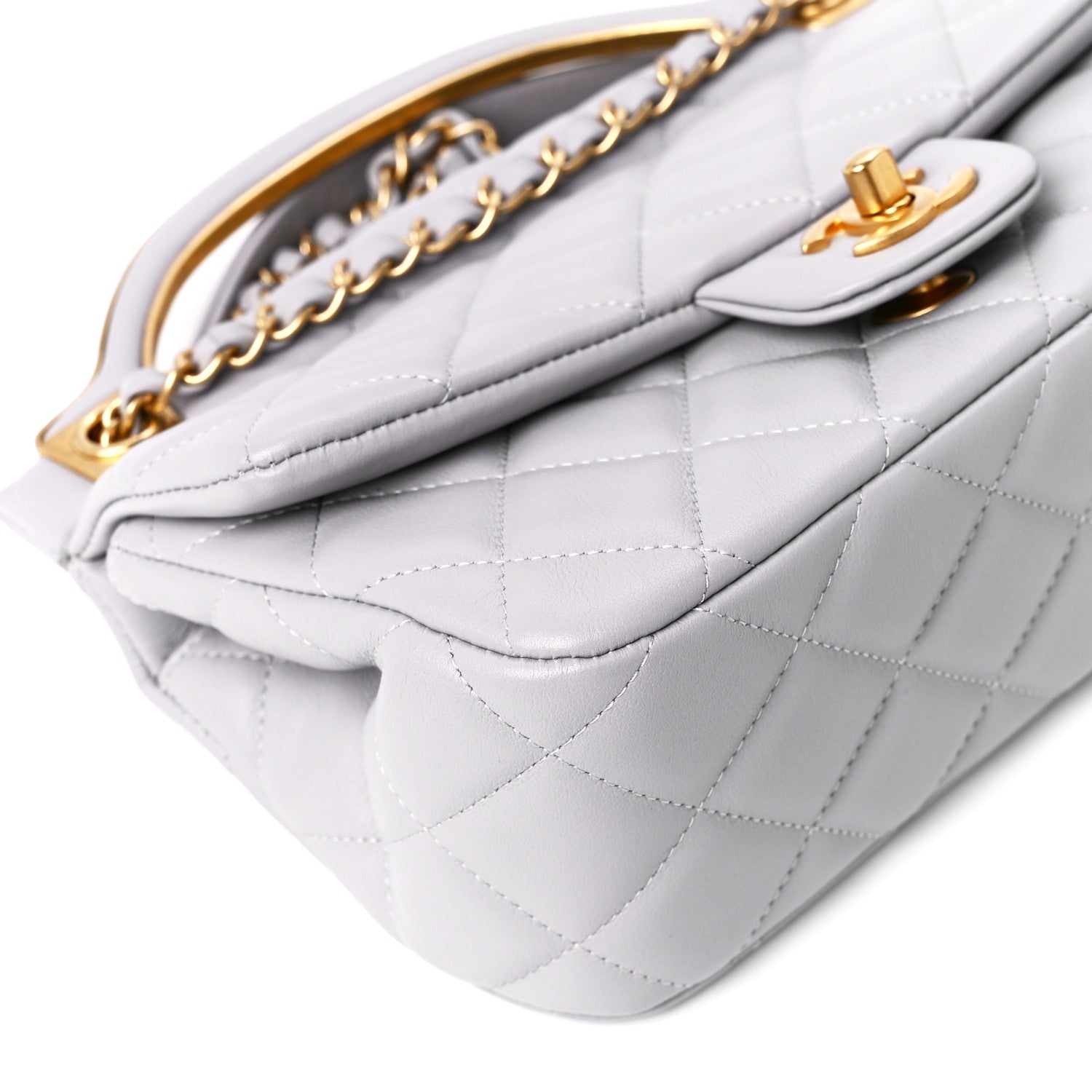 Chanel Calfskin Quilted Small Lady Handle Clutch With Chain Grey 11 of 13