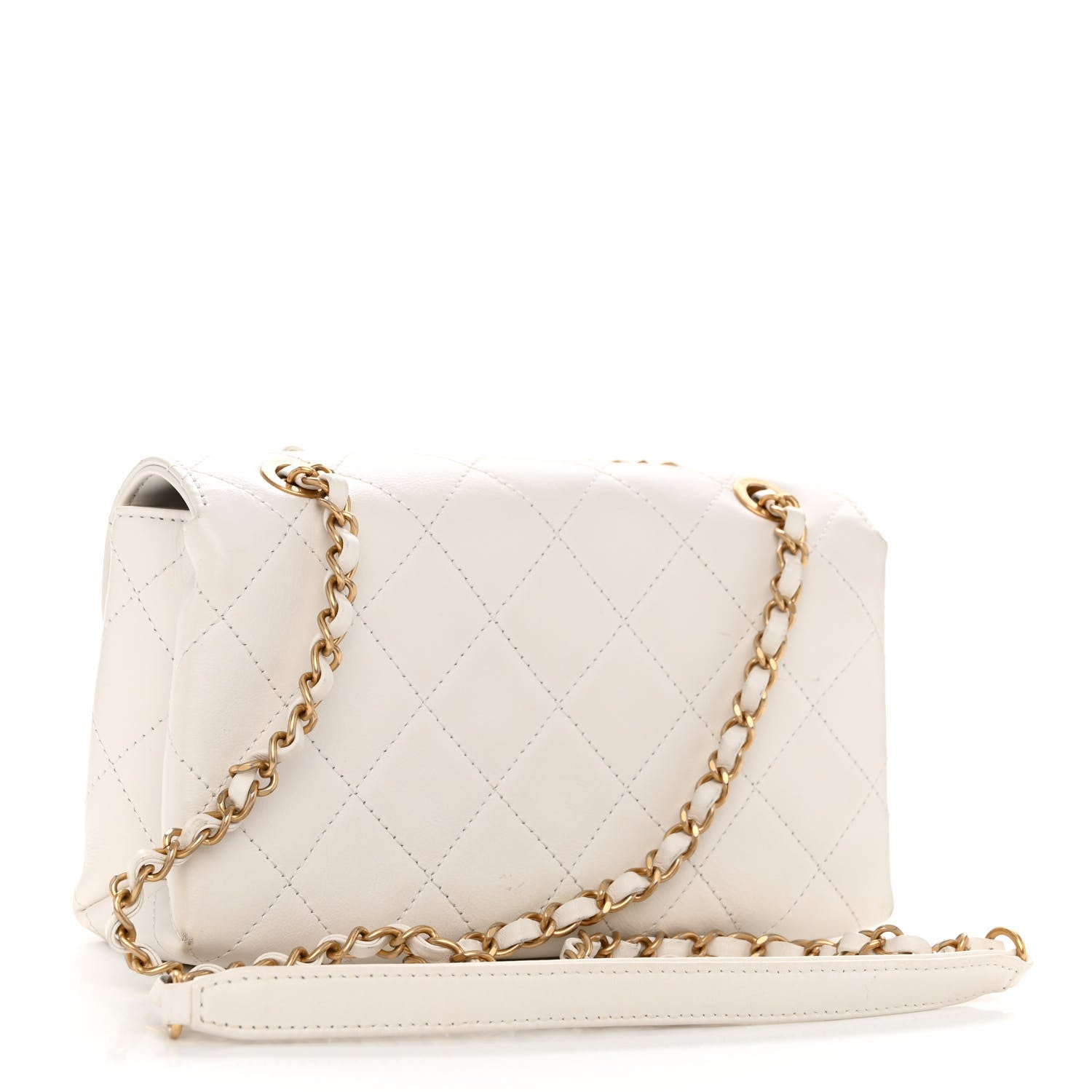 Chanel Calfskin Quilted Small Enchained Flap White 3 of 11