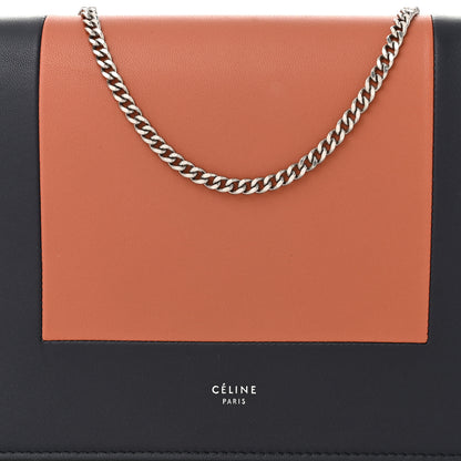 Celine Smooth Lambskin Frame Evening Chain Clutch Terracotta Navy 8 of 10