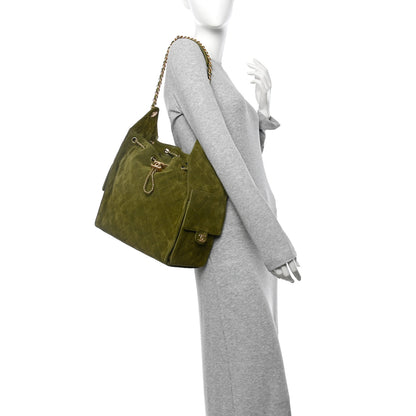 Chanel Suede Quilted Medium Chanel 25 Handbag Khaki 2 of 11