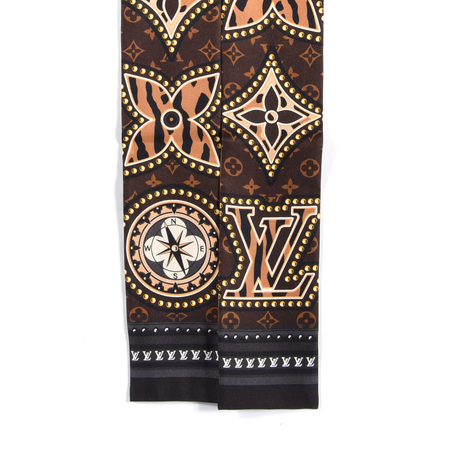 Louis Vuitton Silk Monogram LV World Bandeau Brown 2 of 3