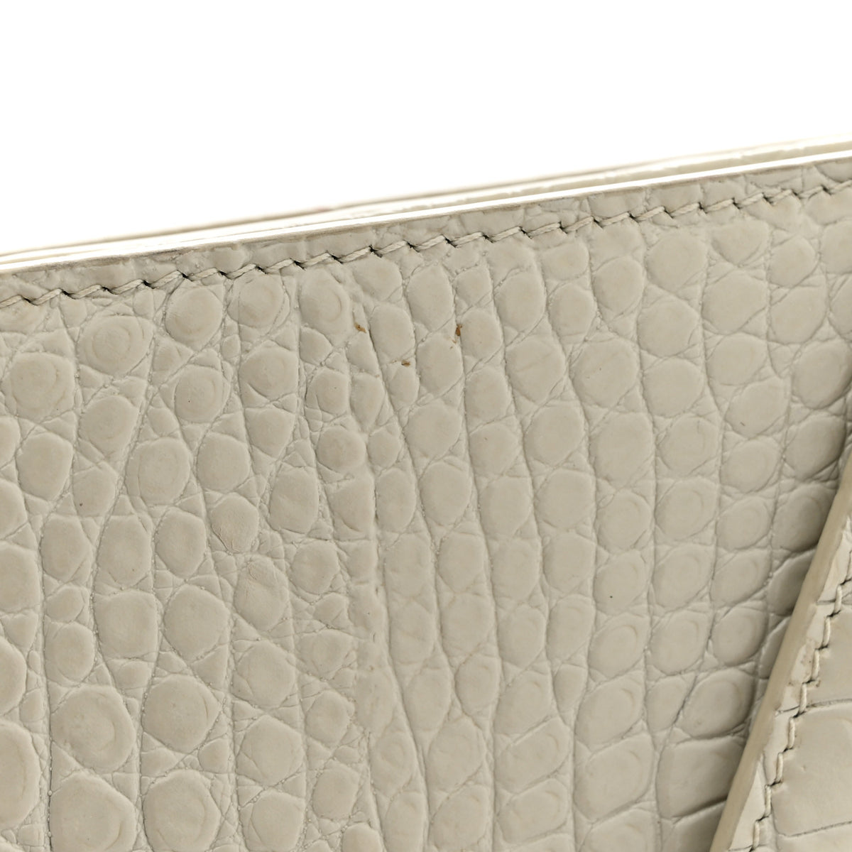 Saint Laurent Calfskin Crocodile Embossed Monogram Cassandra Clasp Bag Crema Soft 14 of 14