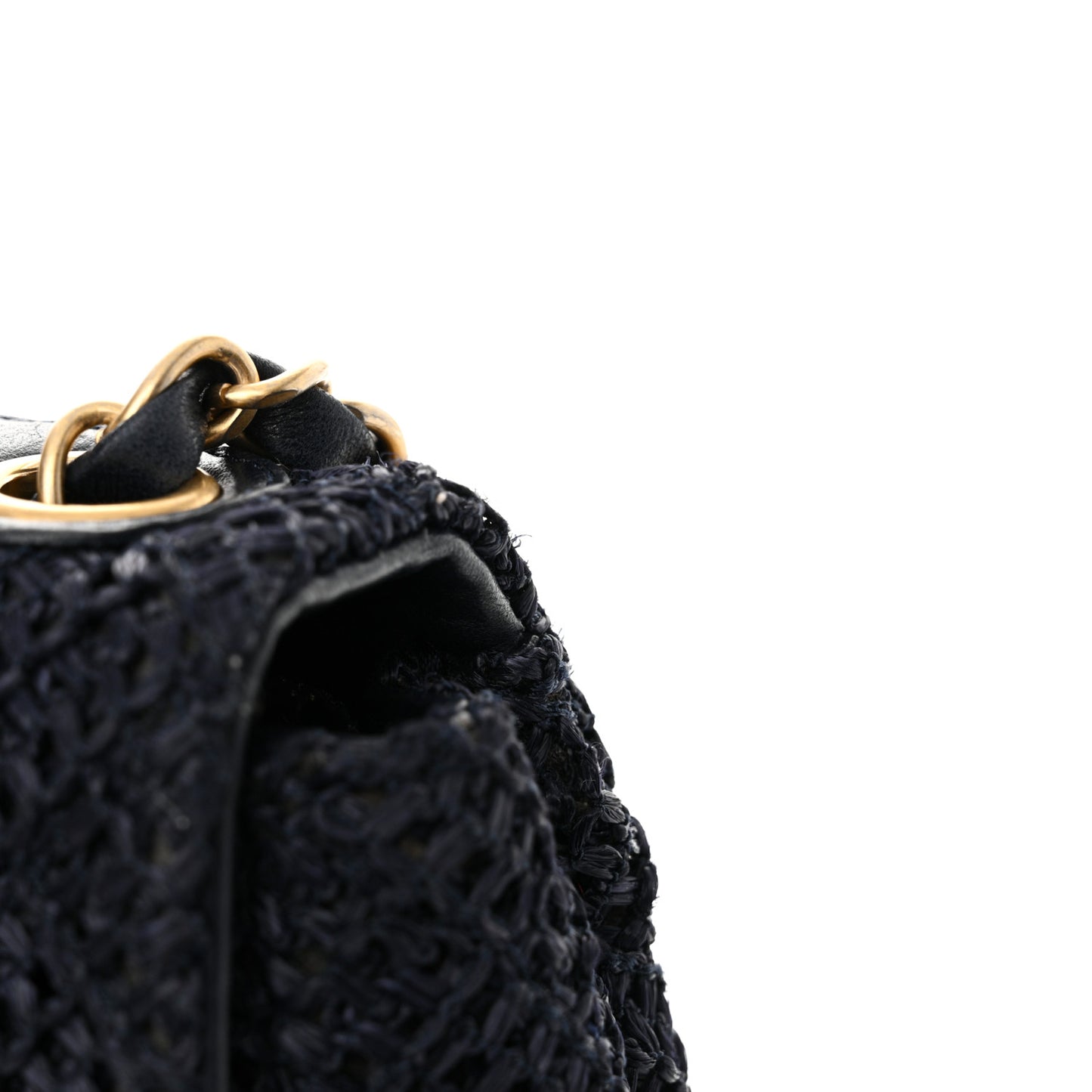 Raffia Crochet Medium Single Flap Bag Blue