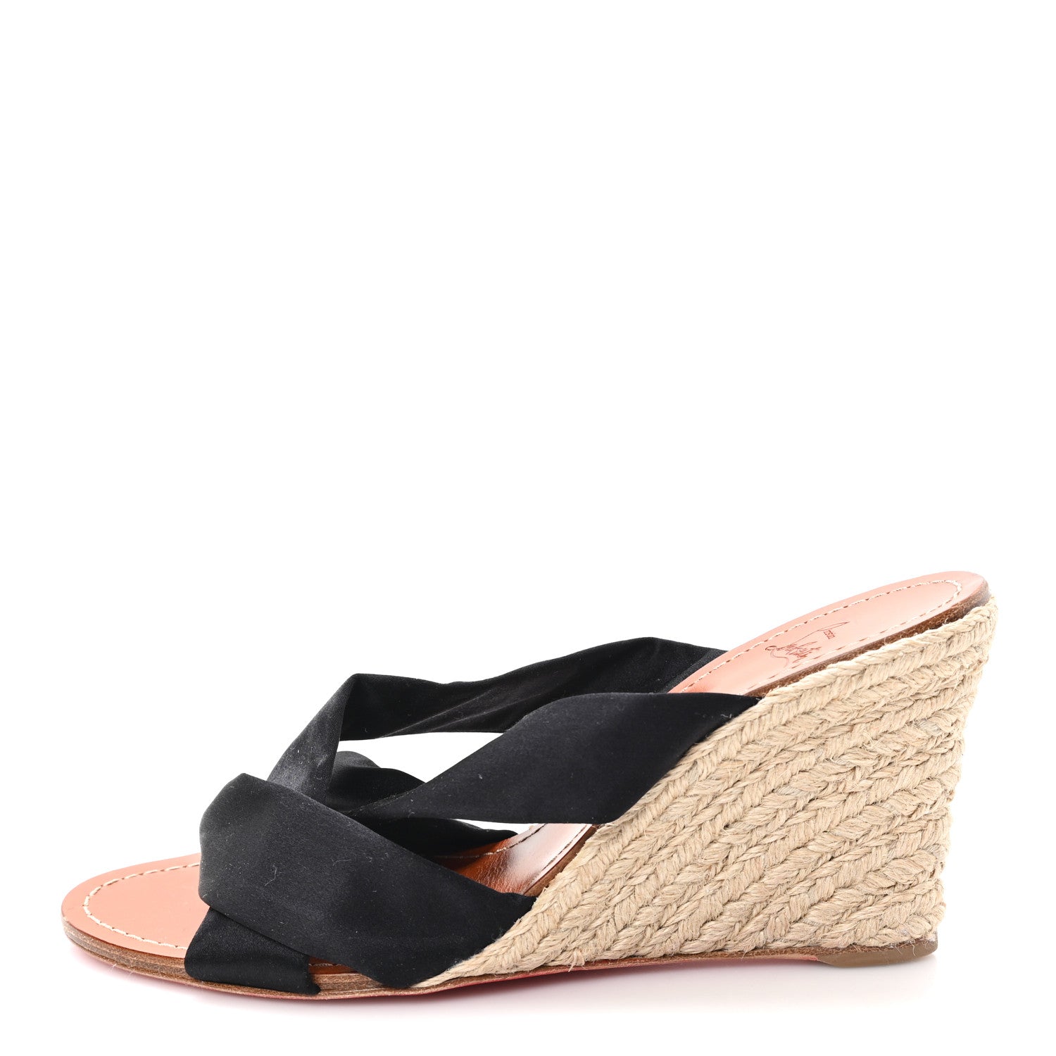 Christian Louboutin Silk Satin Delfin Espadrille Wedges 37 Black 1 of 8
