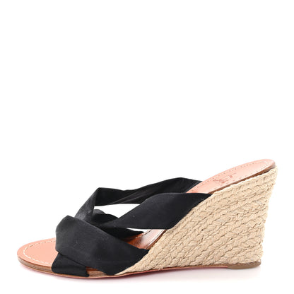 Christian Louboutin Silk Satin Delfin Espadrille Wedges 37 Black 1 of 8