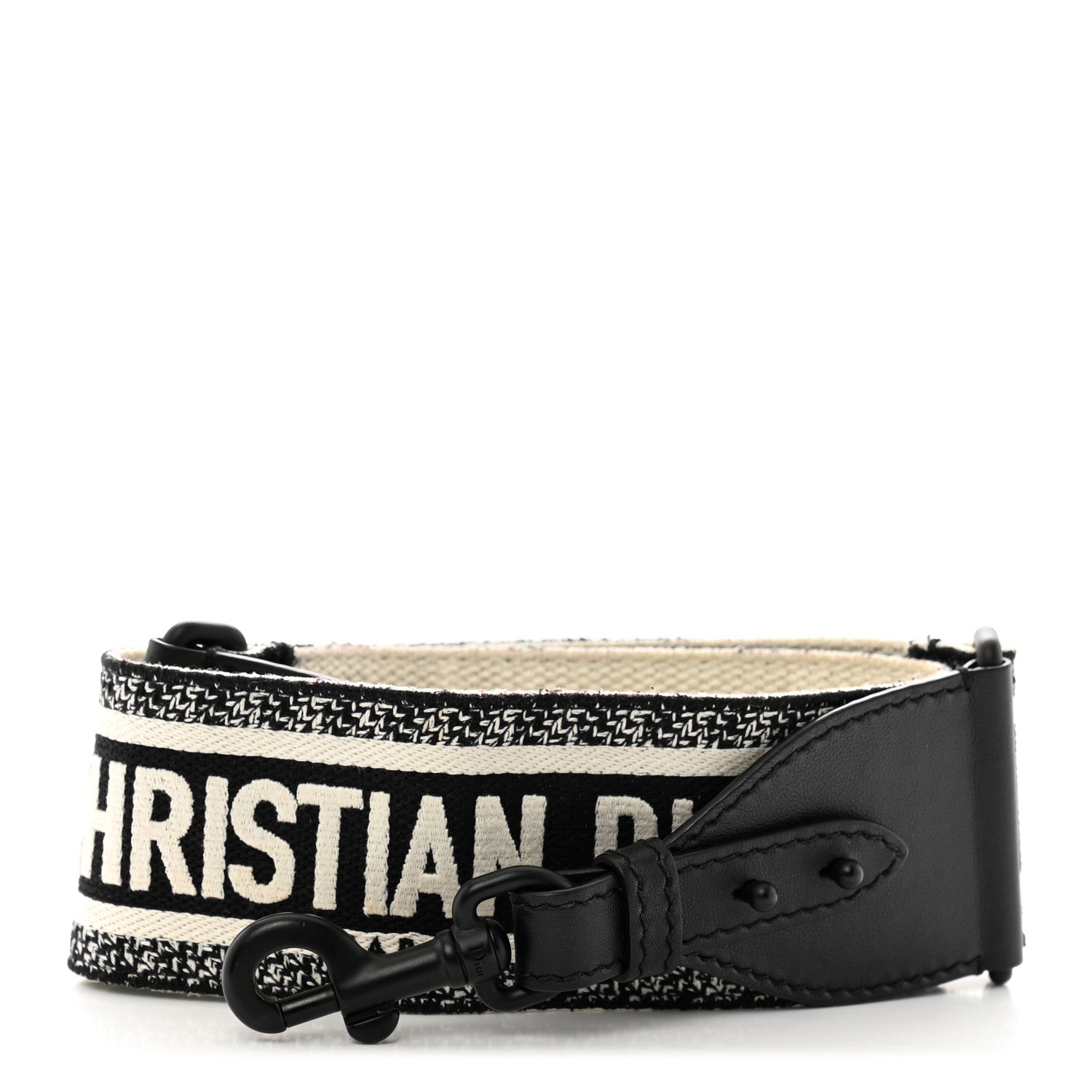 Christian Dior Canvas Embroidered Shoulder Strap Black Ultramatte 1 of 6
