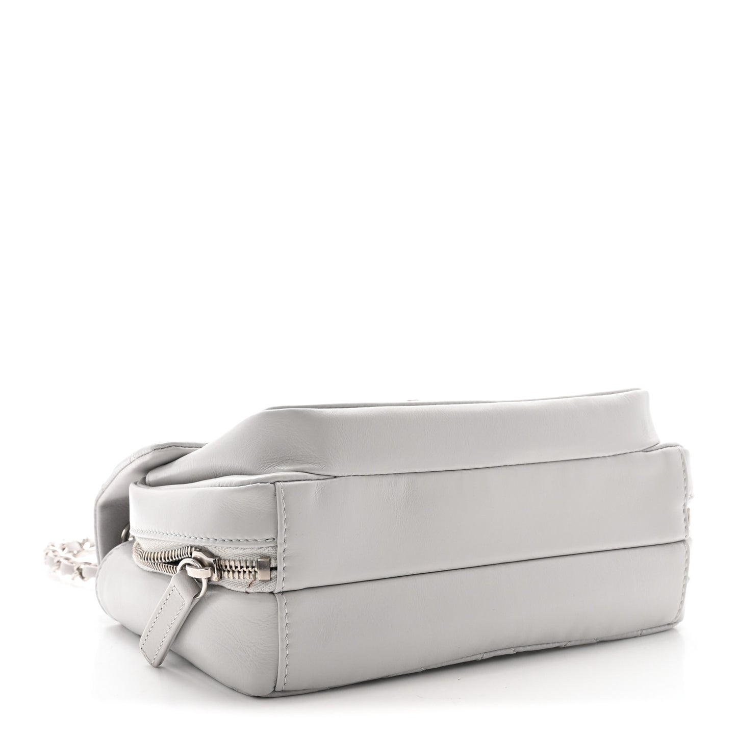 Aged Calfskin Quilted Express Zip Around Flap Light Grey
