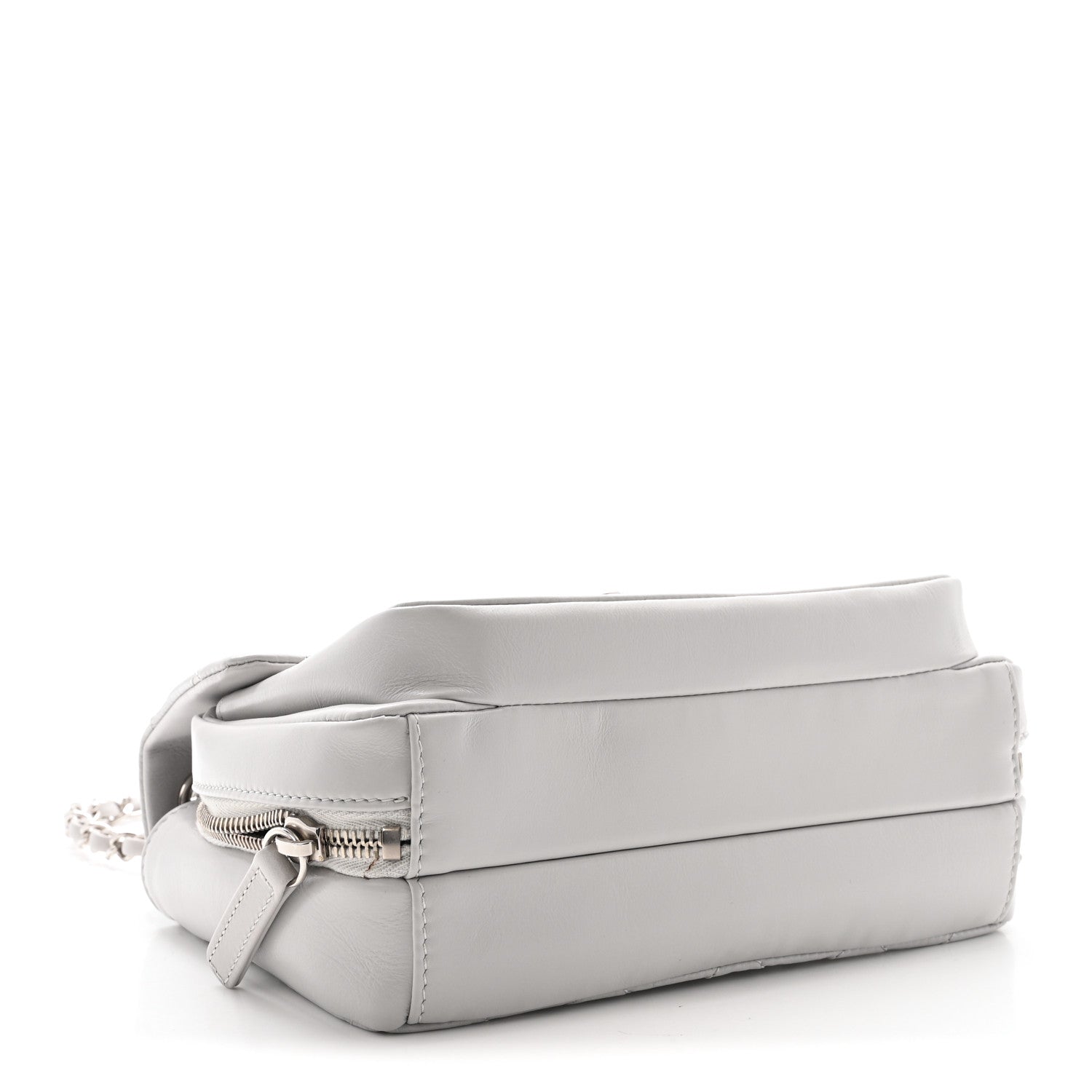 Chanel Aged Calfskin Quilted Express Zip Around Flap Light Grey 4 of 11