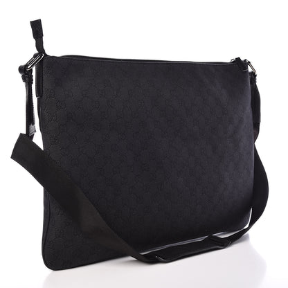 Gucci Denim Monogram Flat Messenger Bag Black 3 of 9